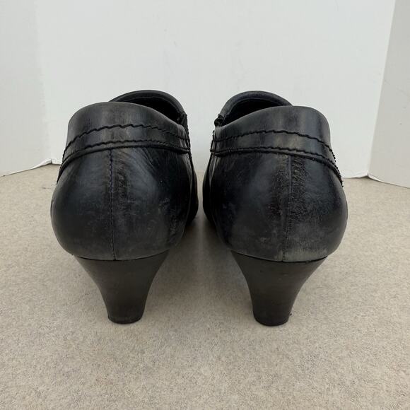 BORN Tanya Leather Fold-over Side Zip Heeled Ankle Booties Women's Size 7 Boho - Picture 6 of 10